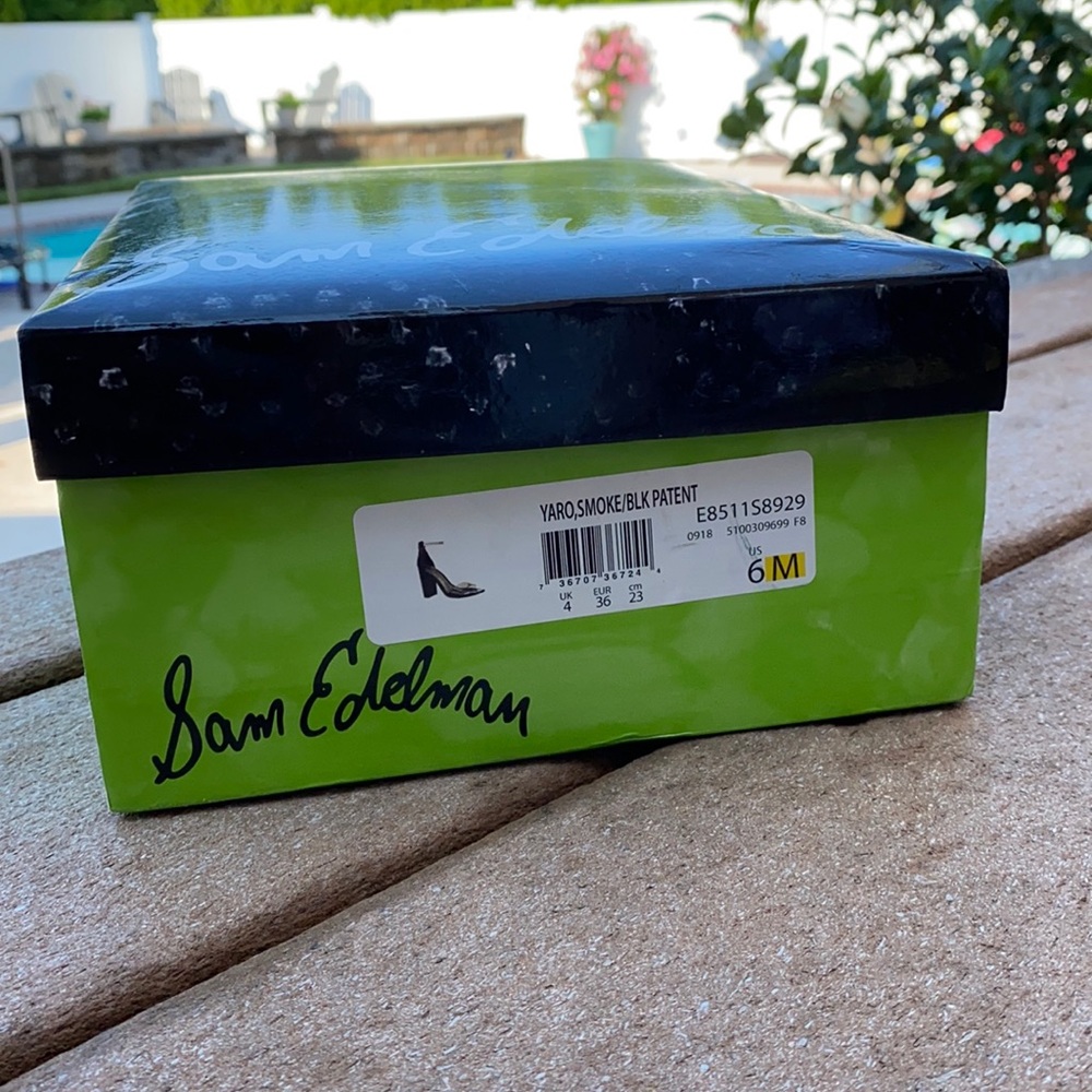 NEW! Sam Edelman Smoke/BLK Patent Yaro Pumps